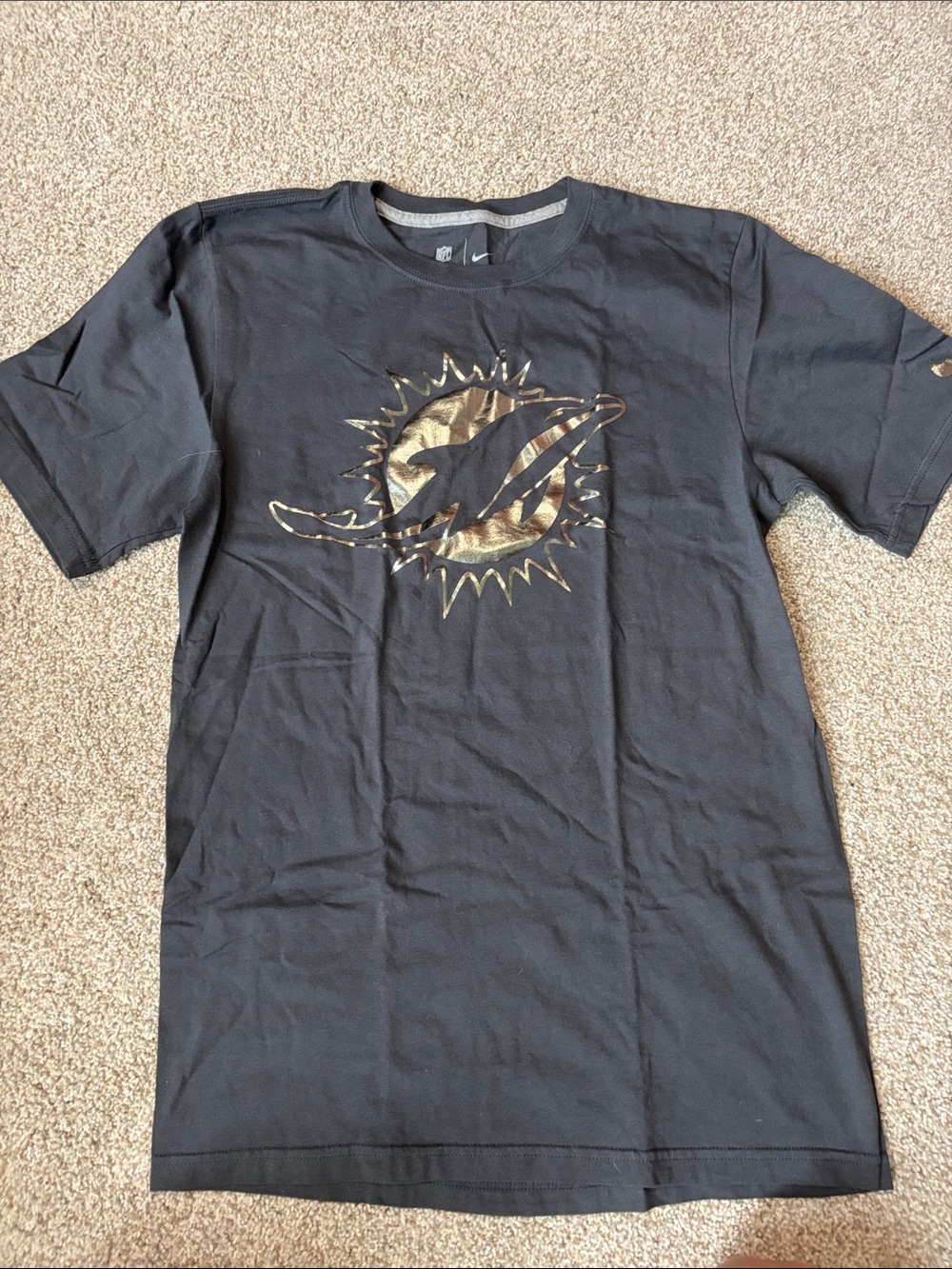 Nike Black Short Sleeve Tee with Miami dolphins logo